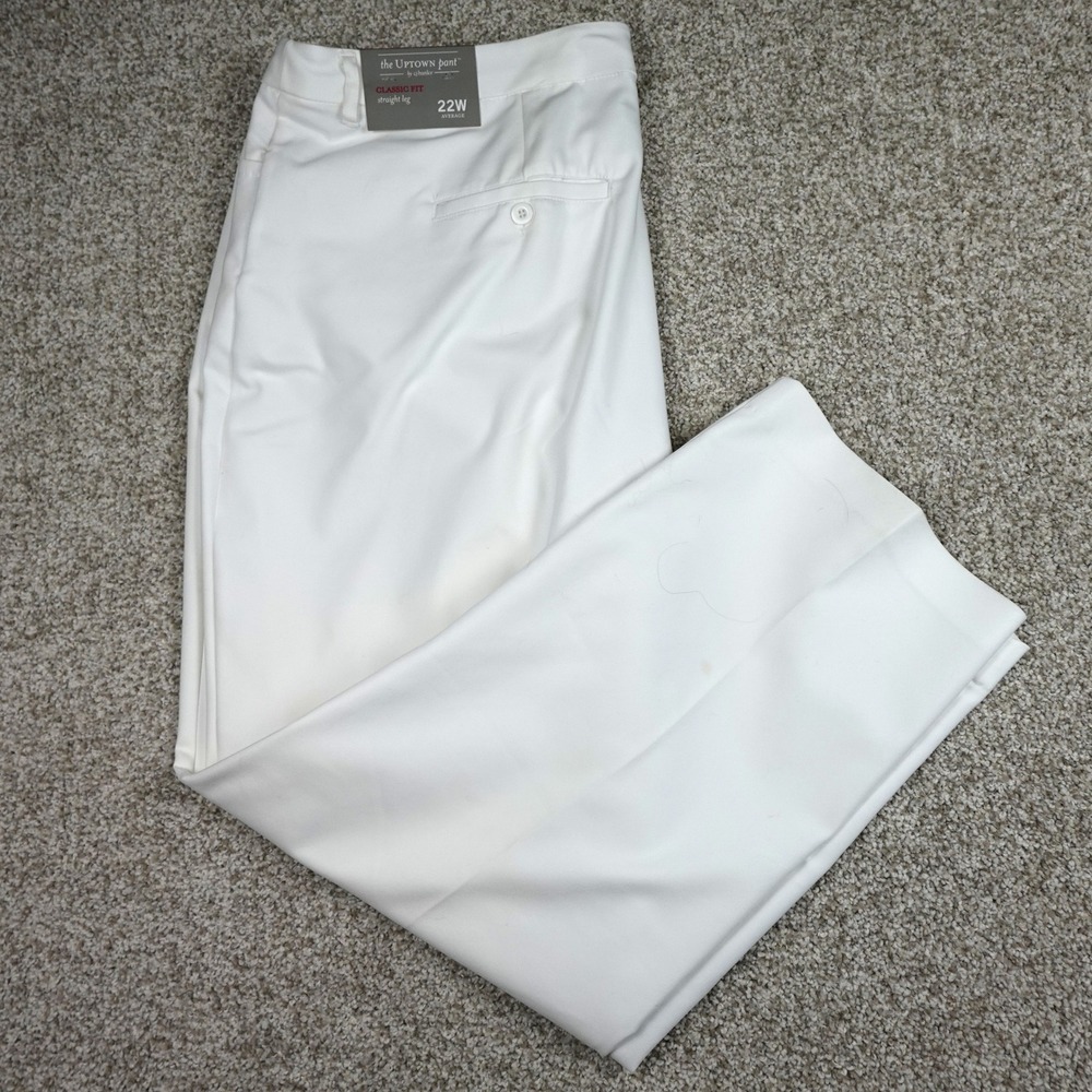 CJ Banks The Uptown Pant White Classic Fit Straight Leg Plus Size 22W‎ NWT